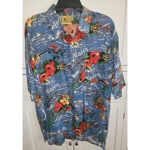 Claudio Nucci Aloha Hawaiian Shirt Floral‎ Print Button Up XL Vintage 90s